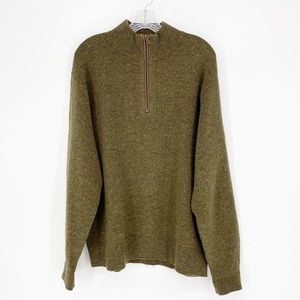 Orvis 100% Wool Quarter Zip Sweater Size Large